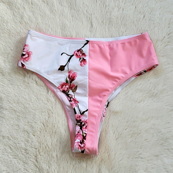 Pink Off Shoulder Ruffle Bandeau High Waist Bikini - Picture 11 of 11